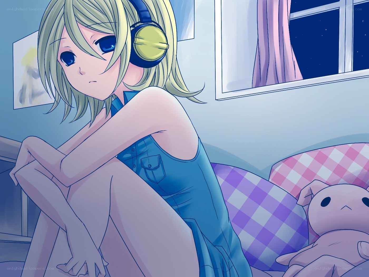 anime girl with headphones