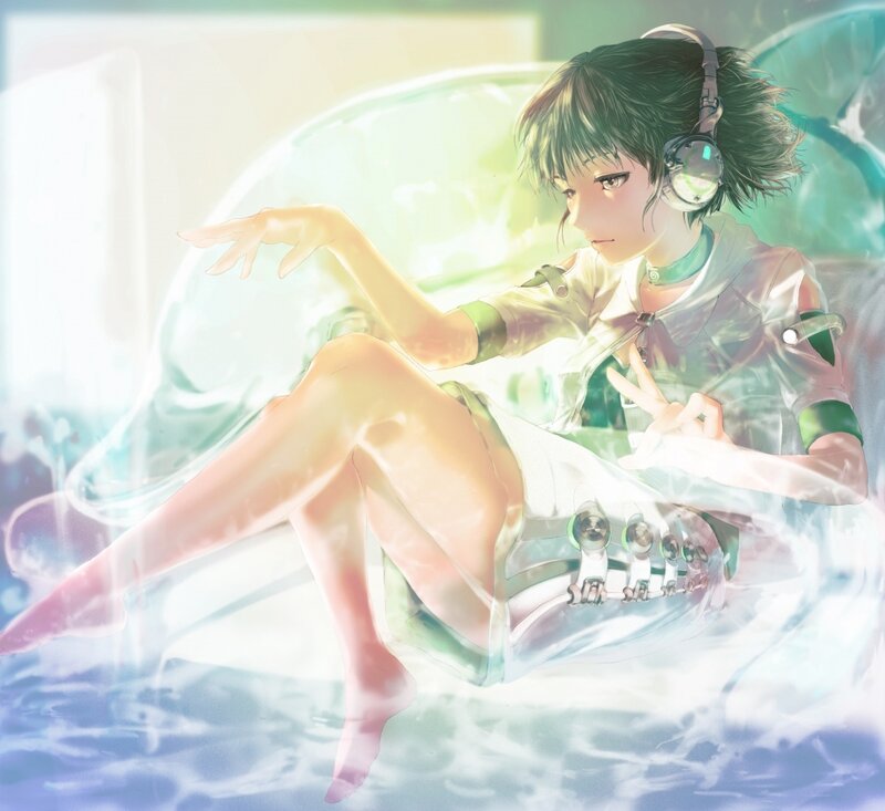 anime girl with headphones