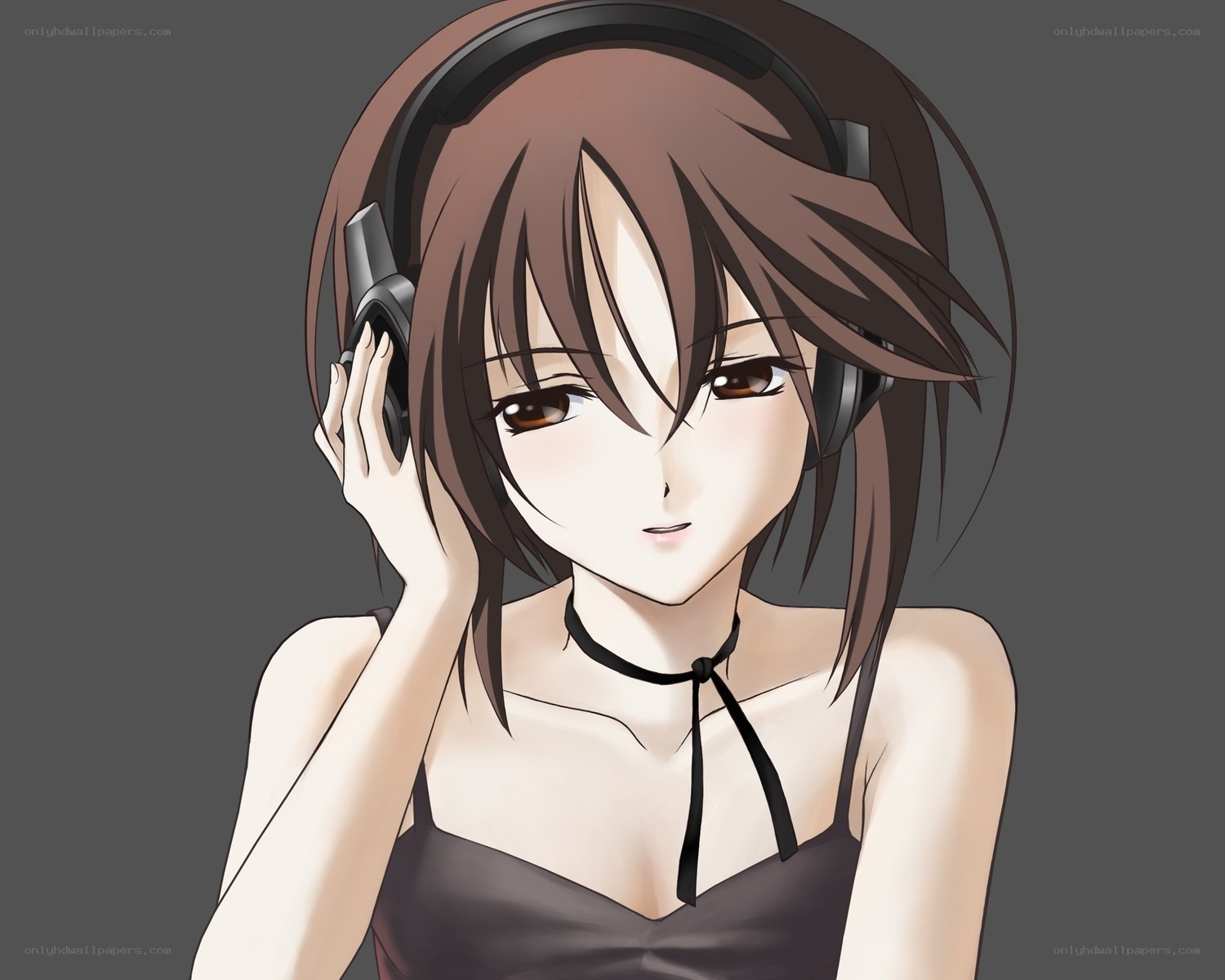 anime girl with headphones