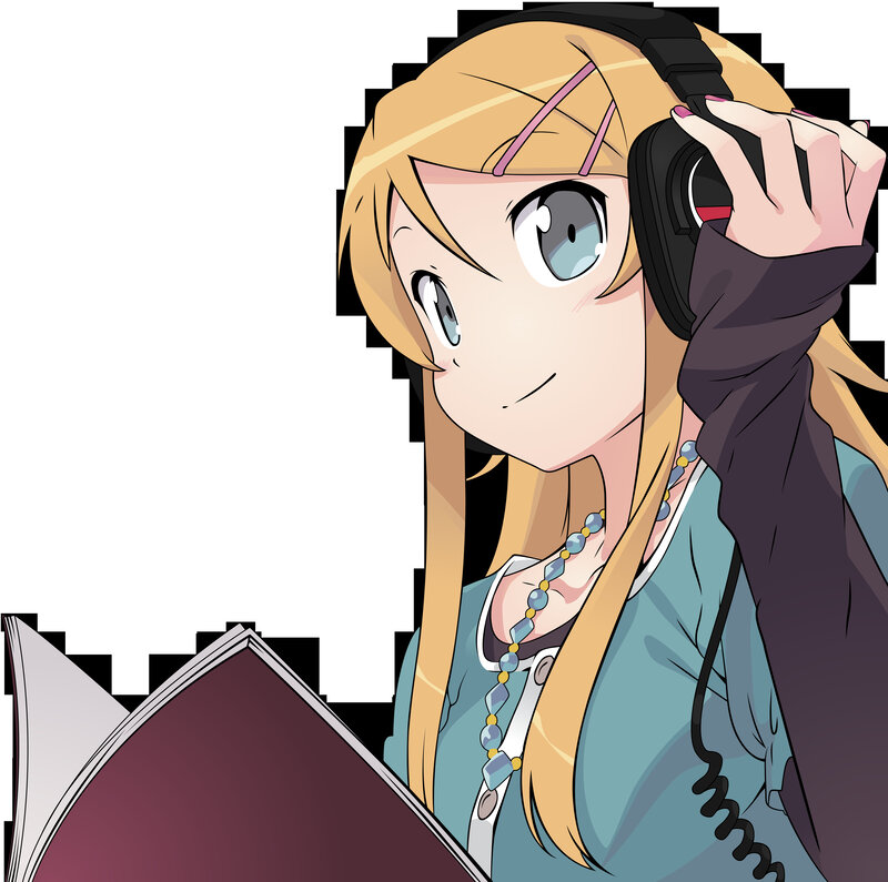 anime girl with headphones