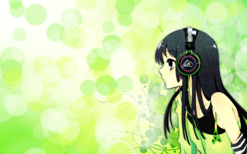 anime girl with headphones