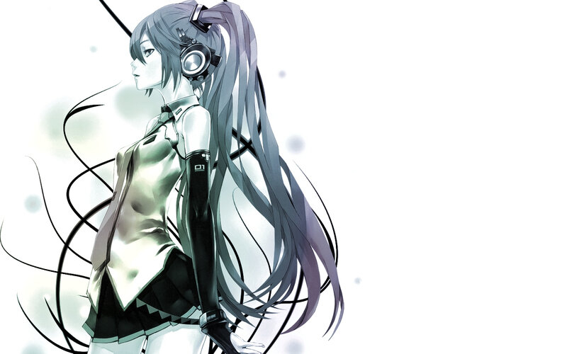 anime girl with headphones