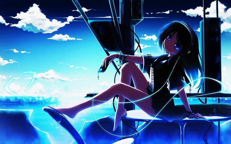 Anime girl with headphones