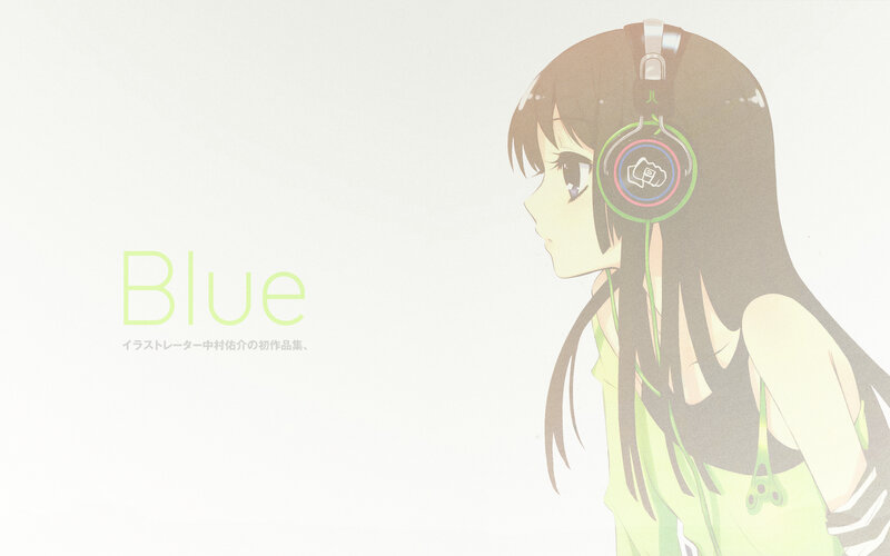 anime girl with headphones
