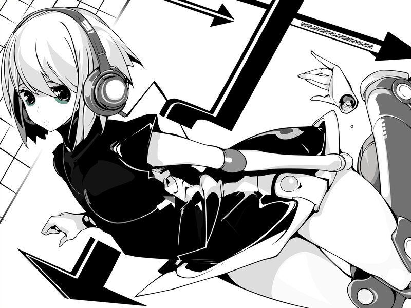 anime girl with headphones