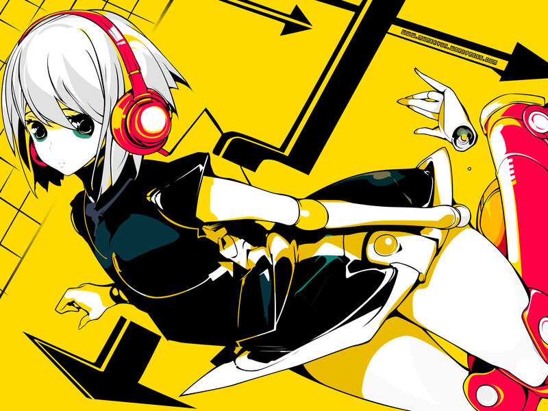 anime girl with headphones