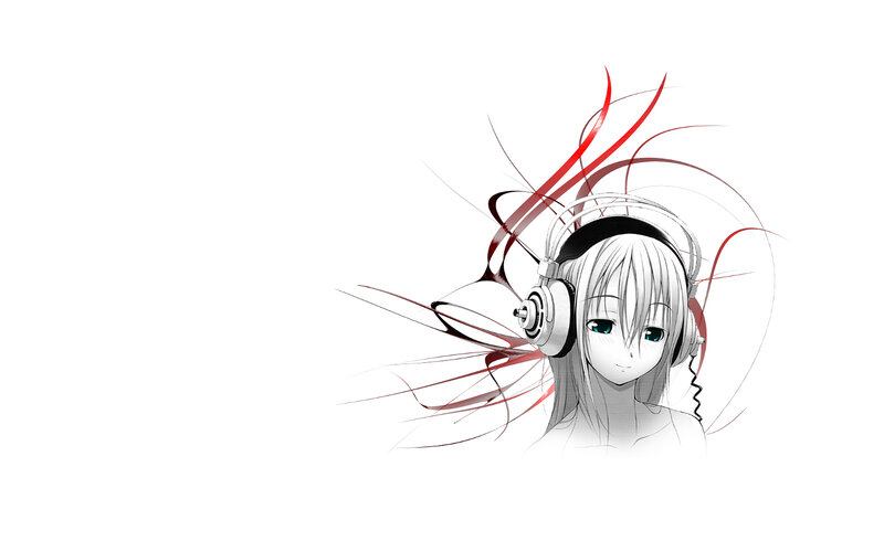 anime girl with headphones