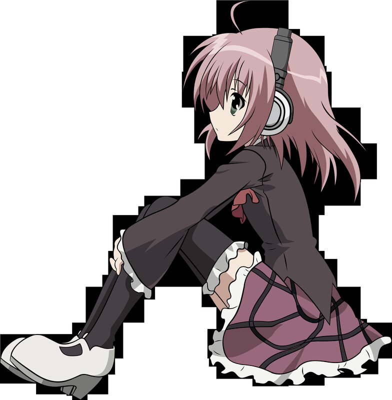 anime girl with headphones
