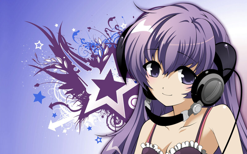 anime girl with headphones