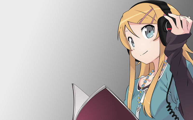 anime girl with headphones