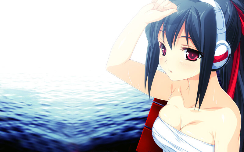 anime girl with headphones