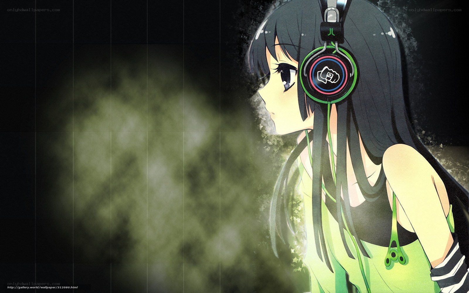 anime girl with headphones