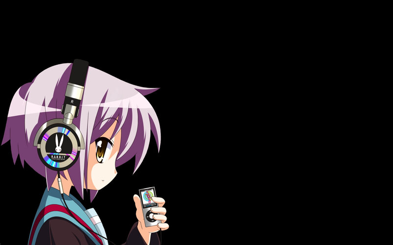 anime girl with headphones