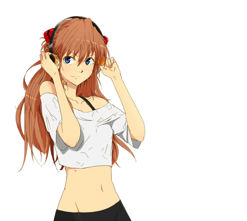 Anime girl with headphones