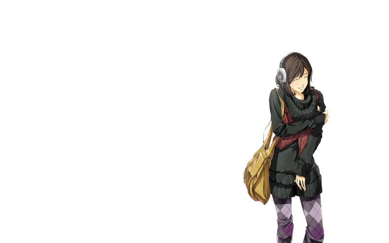 anime girl with headphones