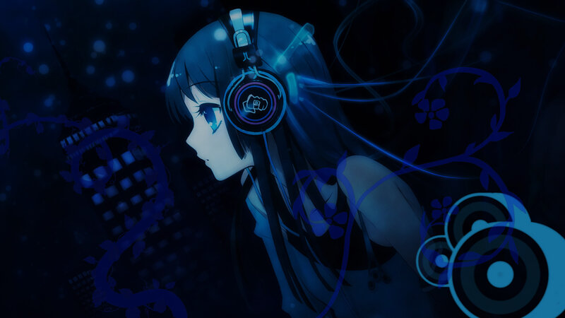 anime girl with headphones
