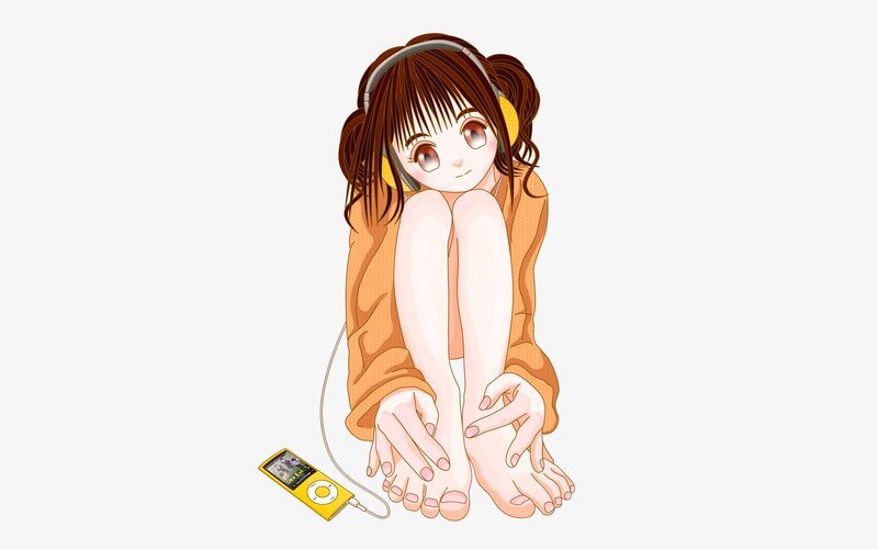 anime girl with headphones