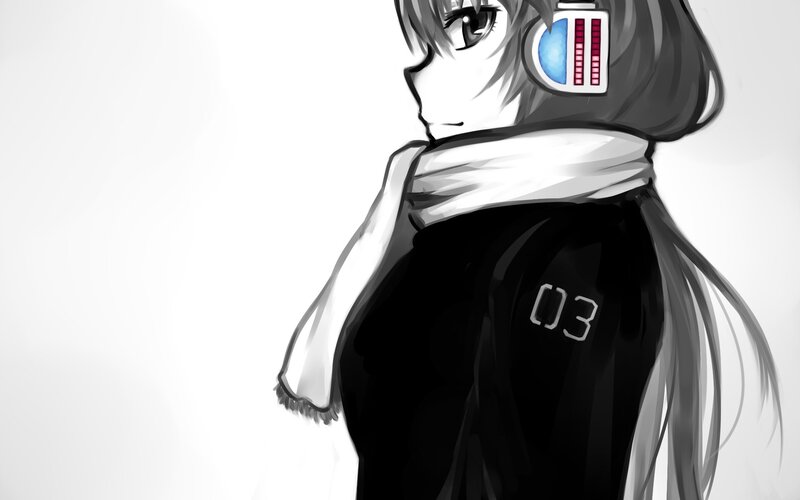 anime girl with headphones