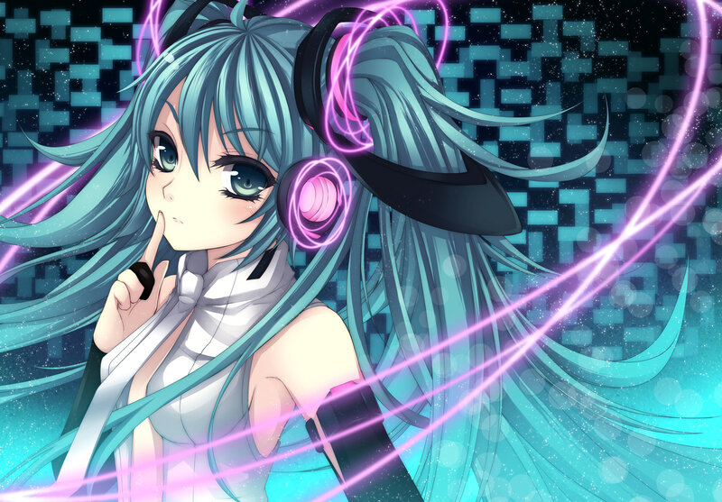 anime girl with headphones