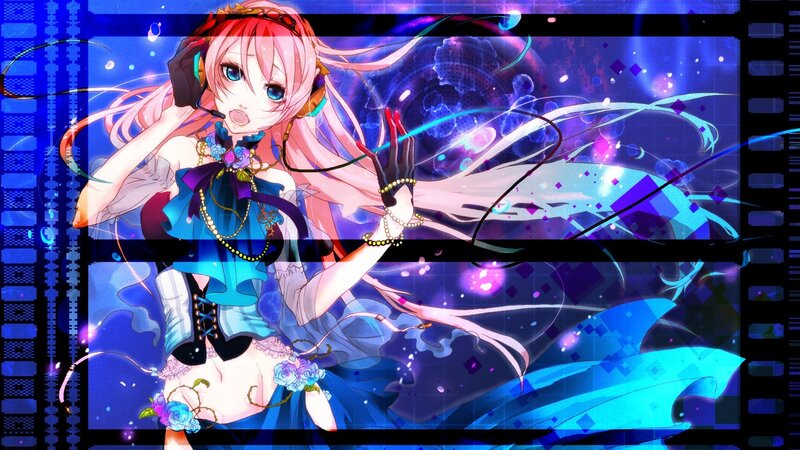 anime girl with headphones