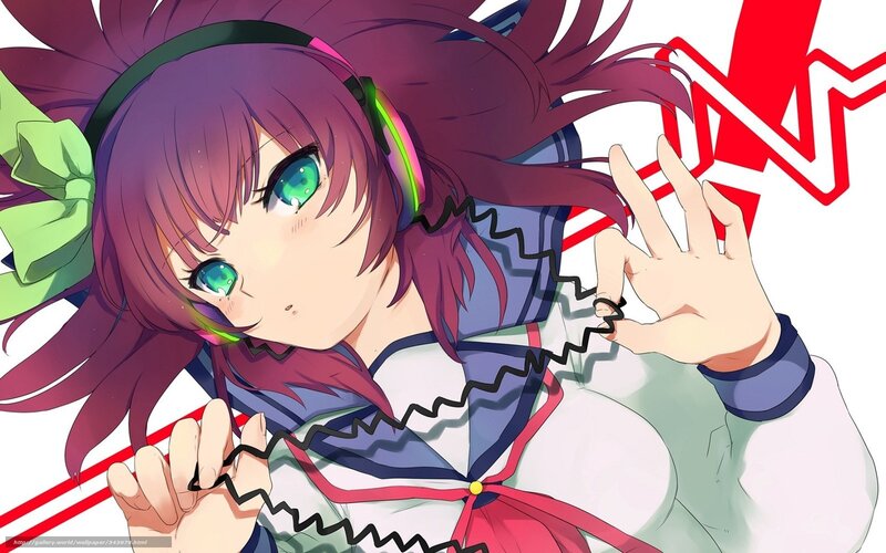 anime girl with headphones
