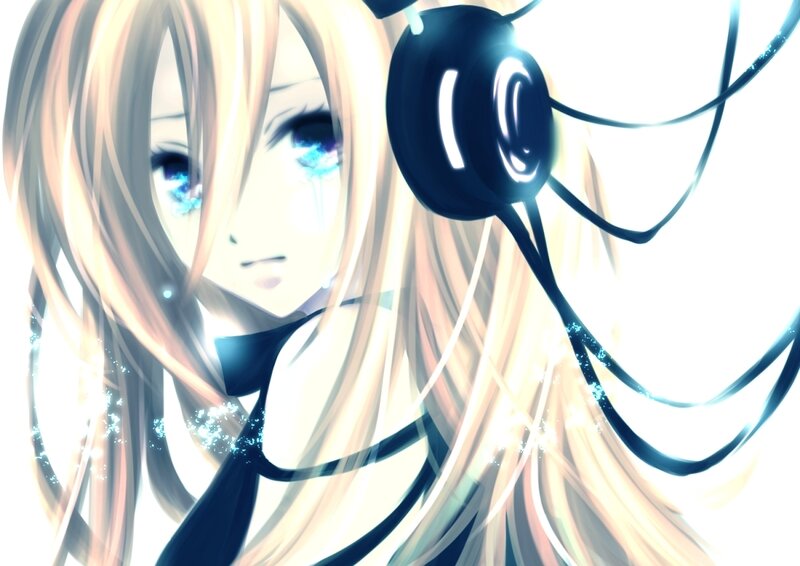 anime girl with headphones