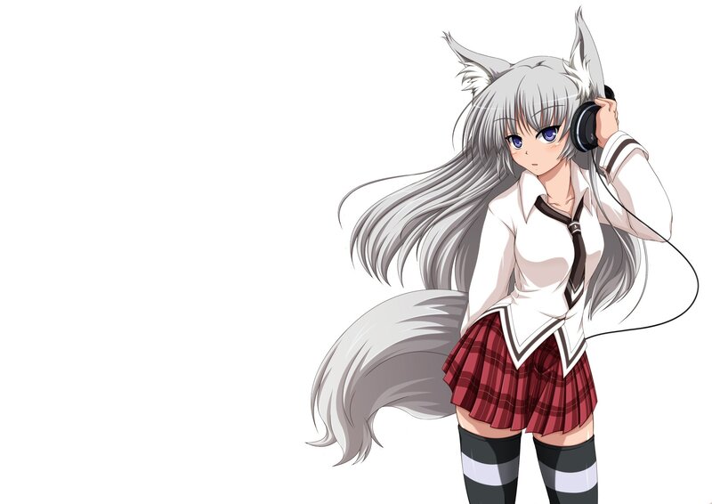 anime girl with headphones