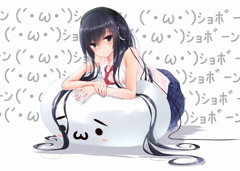 Anime girl with headphones