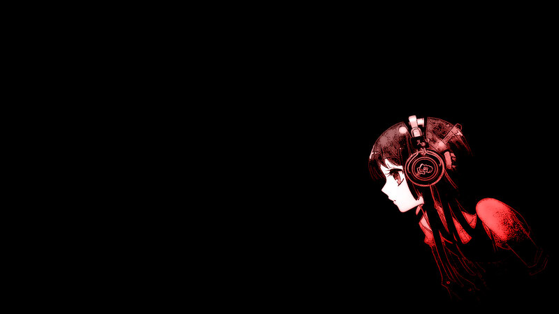 anime girl with headphones
