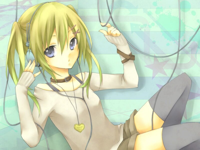 anime girl with headphones