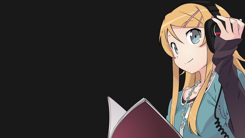 anime girl with headphones