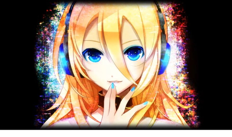 anime girl with headphones