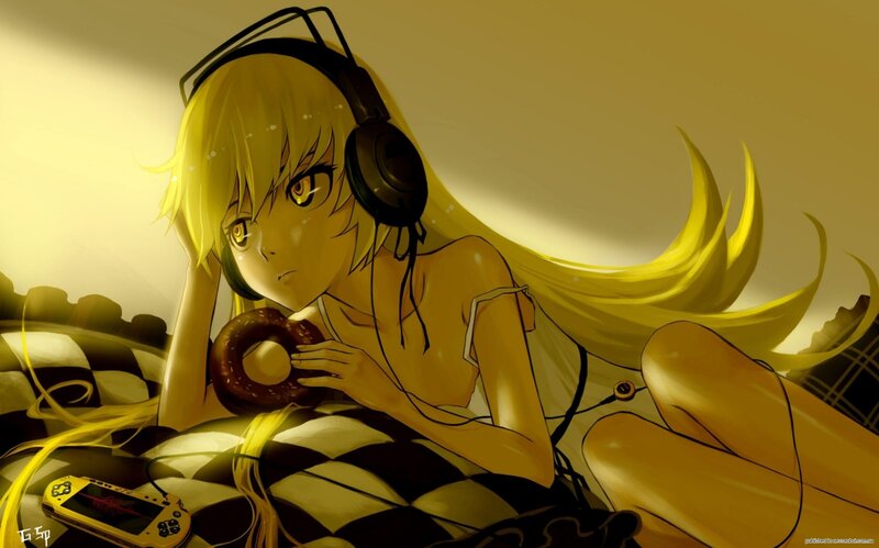 Anime girl with headphones