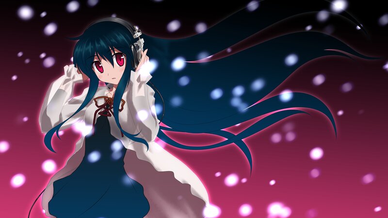 anime girl with headphones
