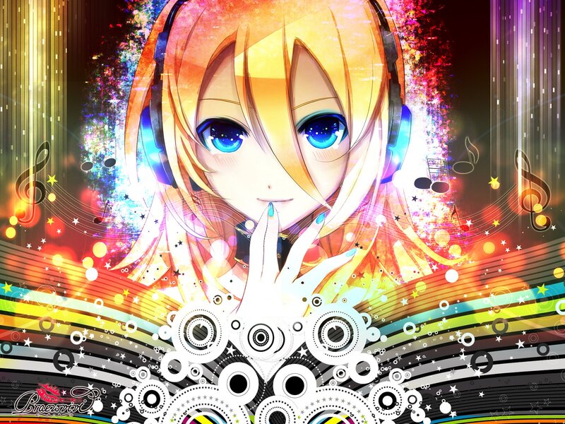 Anime girl with headphones