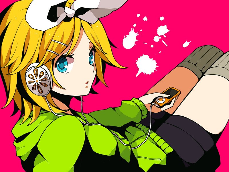 Anime girl with headphones