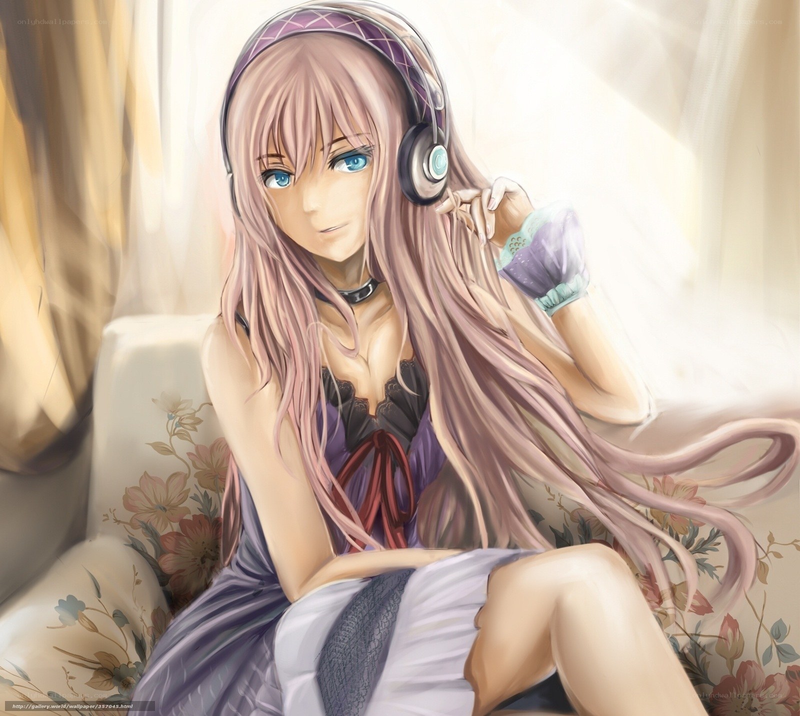 Anime girl with headphones