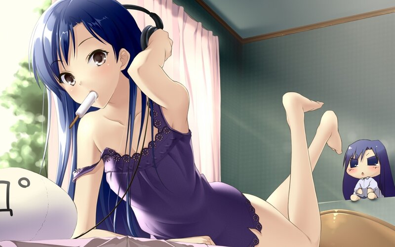 Anime girl with headphones