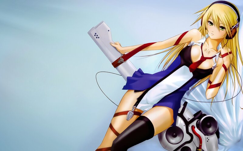 anime girl with headphones