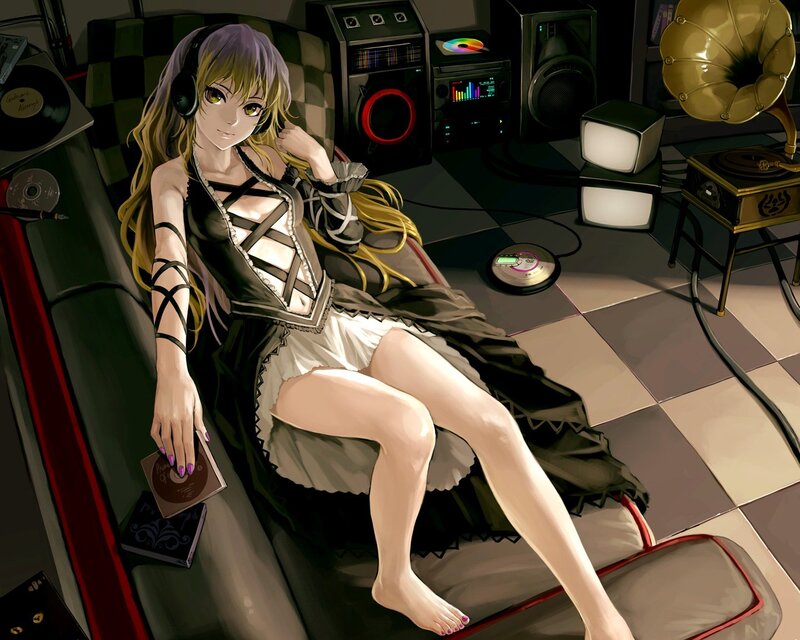 Anime girl with headphones