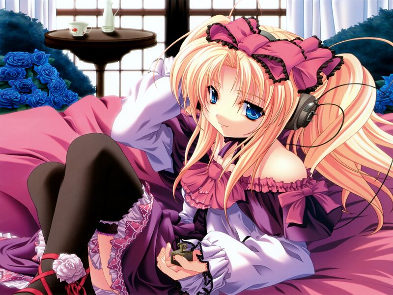 Anime girl with headphones