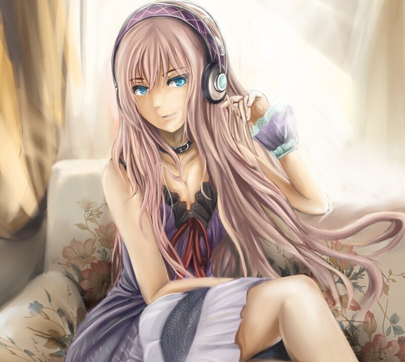 Anime girl with headphones