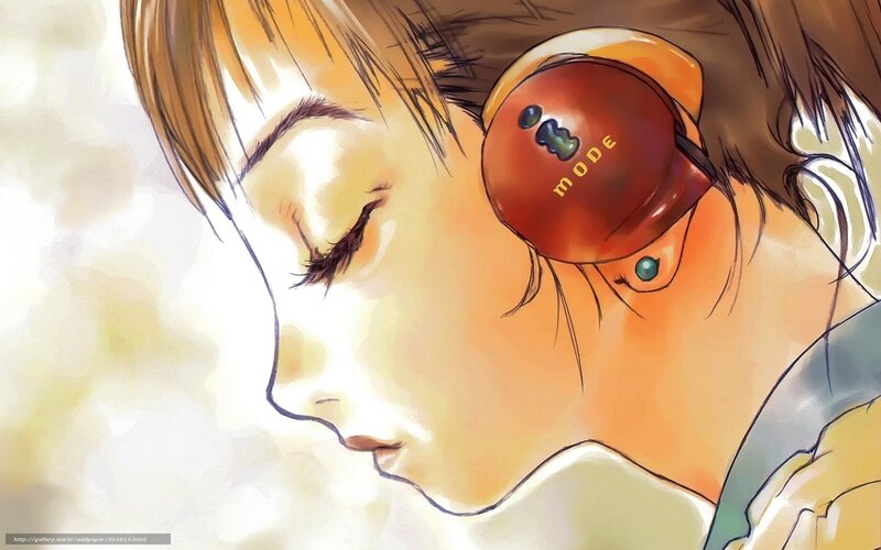 anime girl with headphones