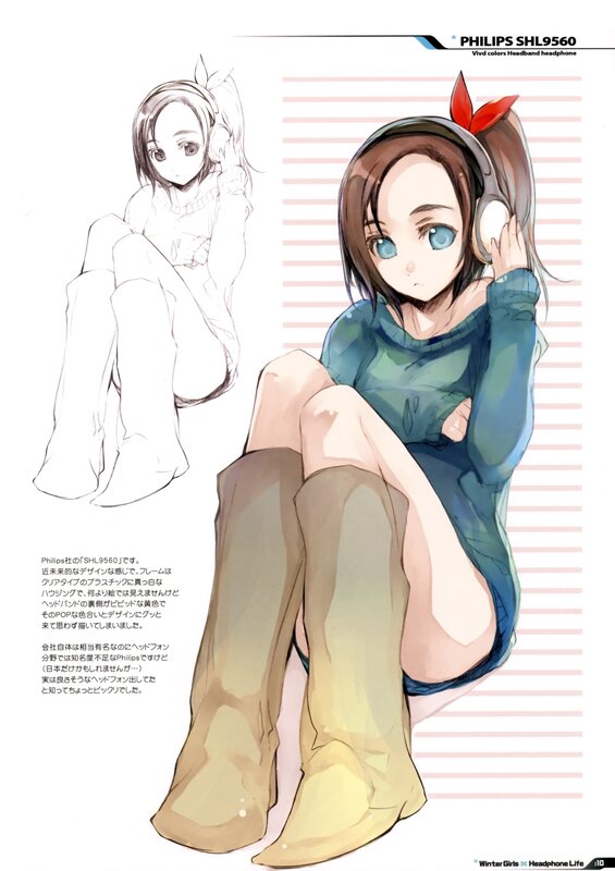 Anime girl with headphones
