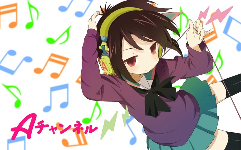 anime girl with headphones