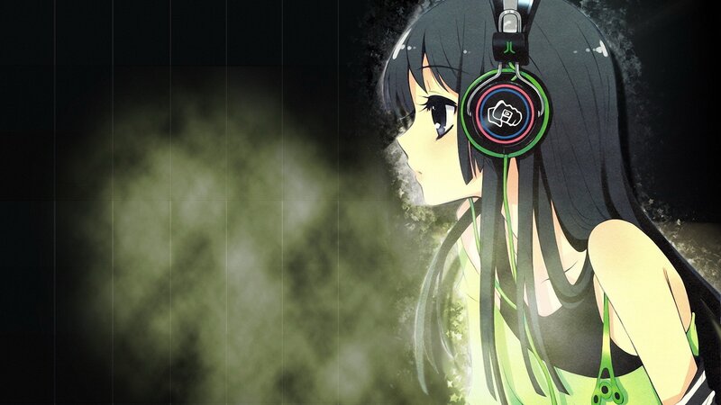 anime girl with headphones