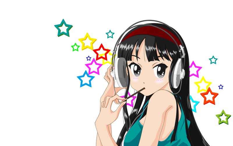 anime girl with headphones