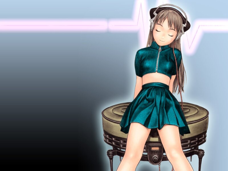 anime girl with headphones