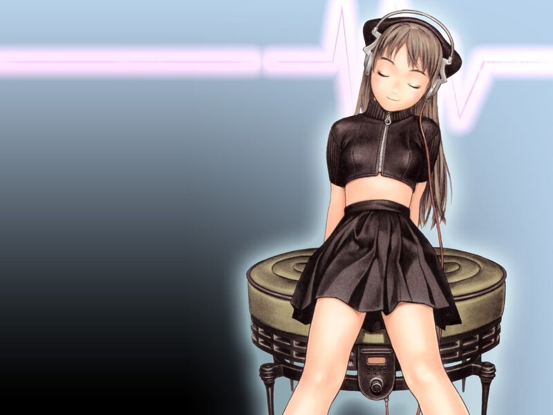 anime girl with headphones
