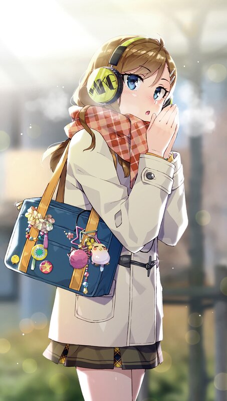 Anime Girl with Headphones — Beige, Calm, Afternoon